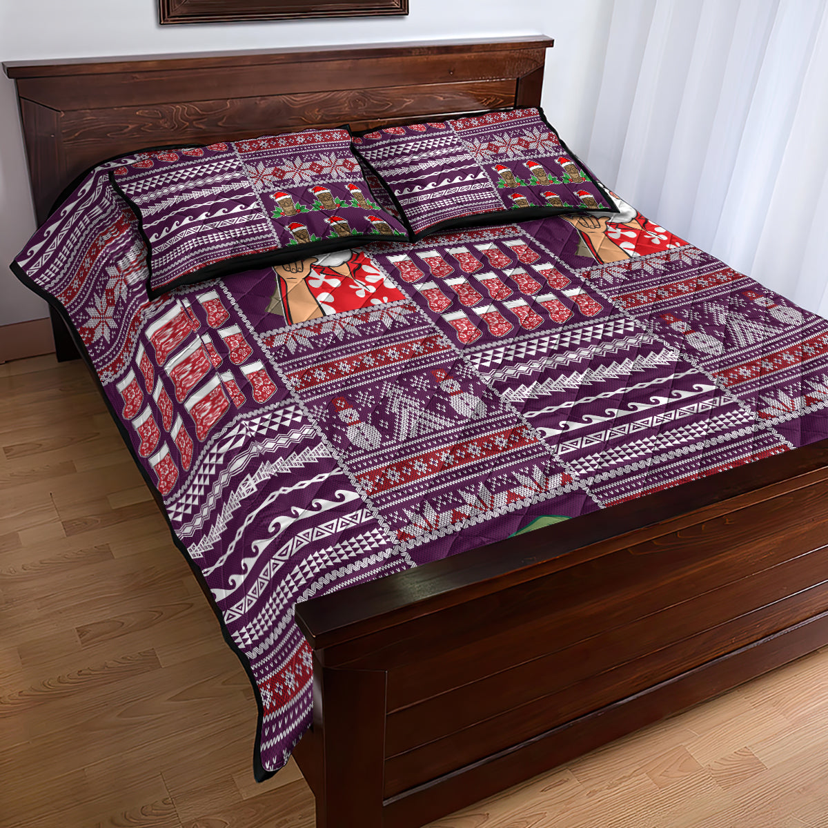Hawaii Mele Kalikimaka Quilt Bed Set Aloha and Christmas Elements Patchwork Pink Style LT03 - Polynesian Pride