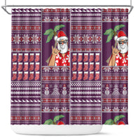 Hawaii Mele Kalikimaka Shower Curtain Aloha and Christmas Elements Patchwork Pink Style LT03 Pink - Polynesian Pride