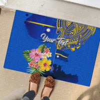 Personalised Nauru Independence Day Rubber Doormat Nauruan Tribal Flag Style LT03 - Polynesian Pride