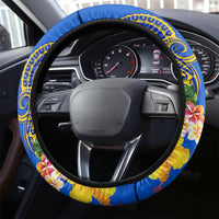 Personalised Nauru Independence Day Steering Wheel Cover Nauruan Tribal Flag Style LT03 - Polynesian Pride