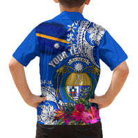 Personalised Nauru Coat of Arms Family Matching Summer Maxi Dress and Hawaiian Shirt Tropical Flower Polynesian Pattern LT03 - Polynesian Pride