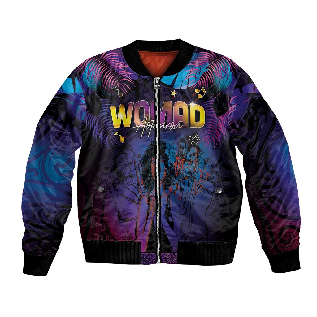 Aotearoa Arts Festival 2025 Bomber Jacket Maori Music Art Dance - Rhythmic Vibes LT03 Unisex Black - Polynesian Pride