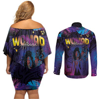 Aotearoa Arts Festival 2025 Couples Matching Off Shoulder Short Dress and Long Sleeve Button Shirt Maori Music Art Dance - Rhythmic Vibes LT03 - Polynesian Pride