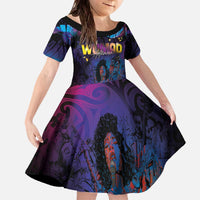 Aotearoa Arts Festival 2025 Family Matching Off The Shoulder Long Sleeve Dress and Hawaiian Shirt Maori Music Art Dance - Rhythmic Vibes LT03 Daughter's Dress Black - Polynesian Pride