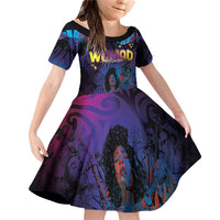 Aotearoa Arts Festival 2025 Family Matching Off Shoulder Short Dress and Hawaiian Shirt Maori Music Art Dance - Rhythmic Vibes LT03 Daughter's Dress Black - Polynesian Pride