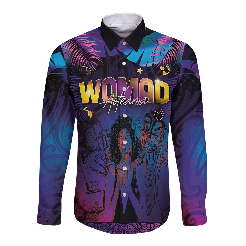 Aotearoa Arts Festival 2025 Long Sleeve Button Shirt Maori Music Art Dance - Rhythmic Vibes LT03 Unisex Black - Polynesian Pride