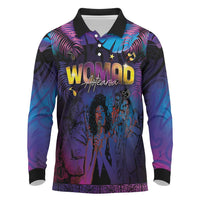 Aotearoa Arts Festival 2025 Long Sleeve Polo Shirt Maori Music Art Dance - Rhythmic Vibes LT03 Black - Polynesian Pride