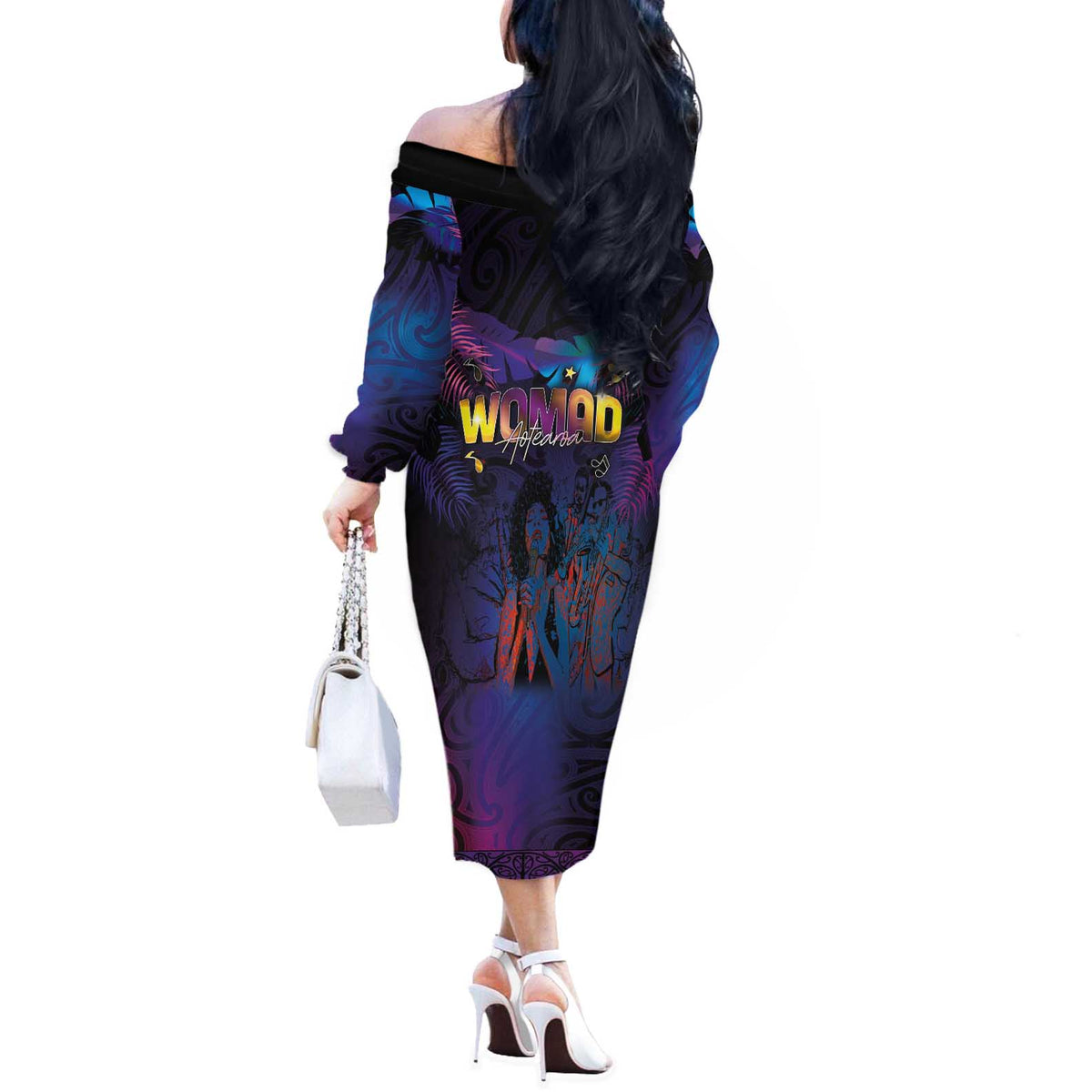Aotearoa Arts Festival 2025 Off The Shoulder Long Sleeve Dress Maori Music Art Dance - Rhythmic Vibes LT03 - Polynesian Pride