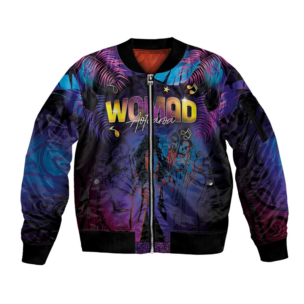 Aotearoa Arts Festival 2025 Sleeve Zip Bomber Jacket Maori Music Art Dance - Rhythmic Vibes LT03 Unisex Black - Polynesian Pride