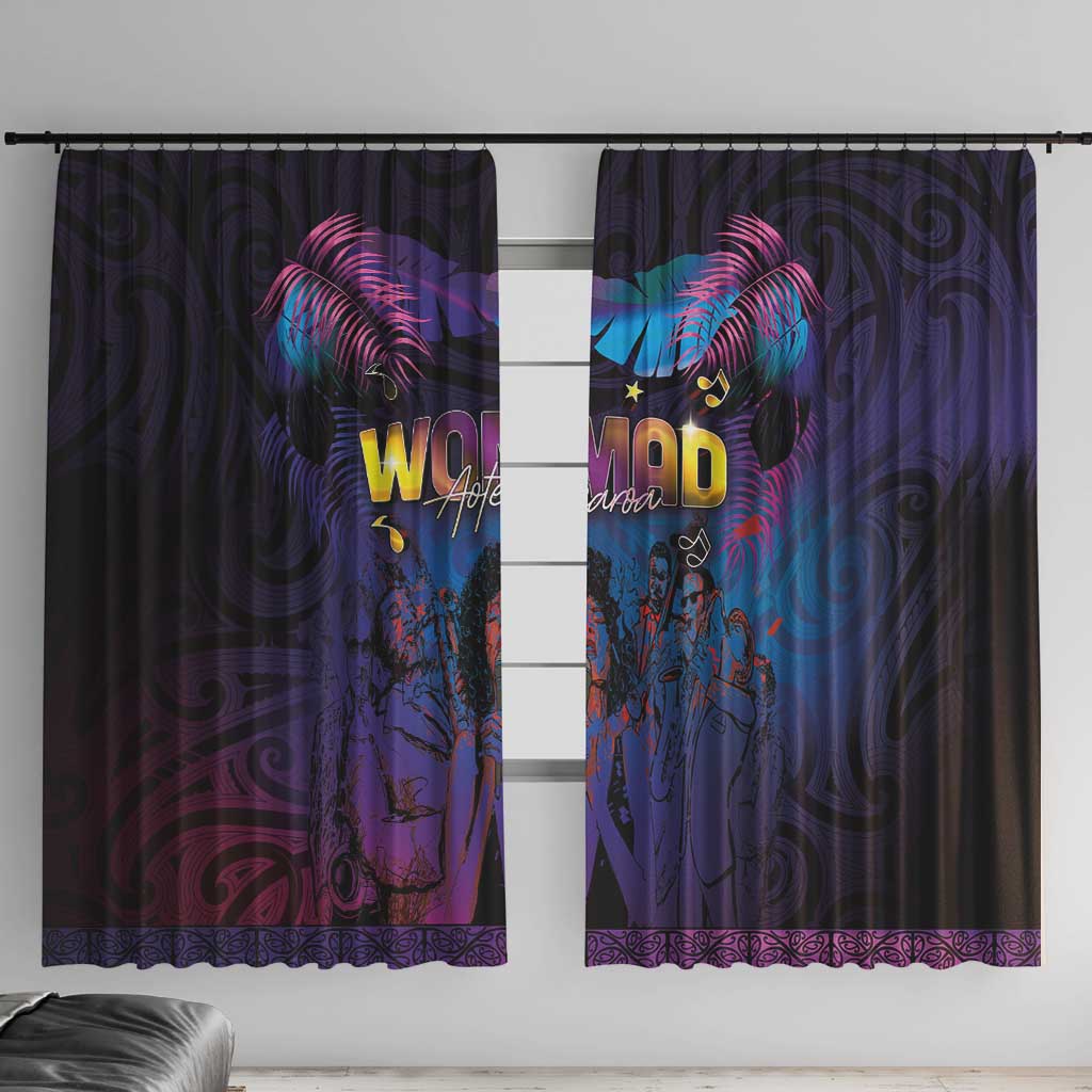 Aotearoa Arts Festival 2025 Window Curtain Maori Music Art Dance - Rhythmic Vibes LT03 With Hooks Black - Polynesian Pride