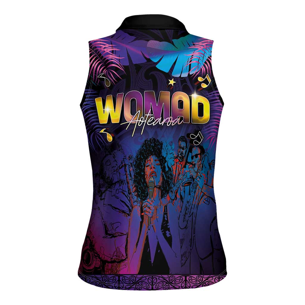 Aotearoa Arts Festival 2025 Women Sleeveless Polo Shirt Maori Music Art Dance - Rhythmic Vibes LT03 - Polynesian Pride