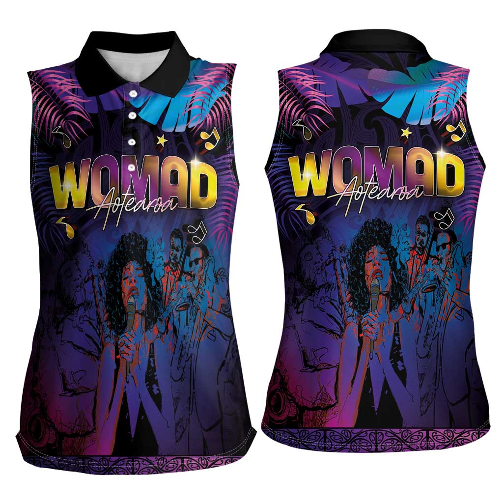 Aotearoa Arts Festival 2025 Women Sleeveless Polo Shirt Maori Music Art Dance - Rhythmic Vibes LT03 - Polynesian Pride