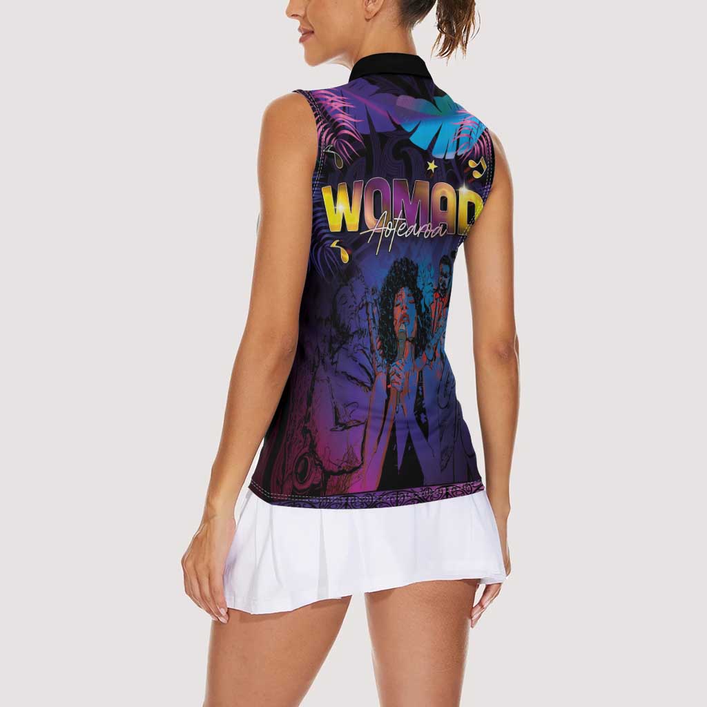 Aotearoa Arts Festival 2025 Women Sleeveless Polo Shirt Maori Music Art Dance - Rhythmic Vibes LT03 - Polynesian Pride