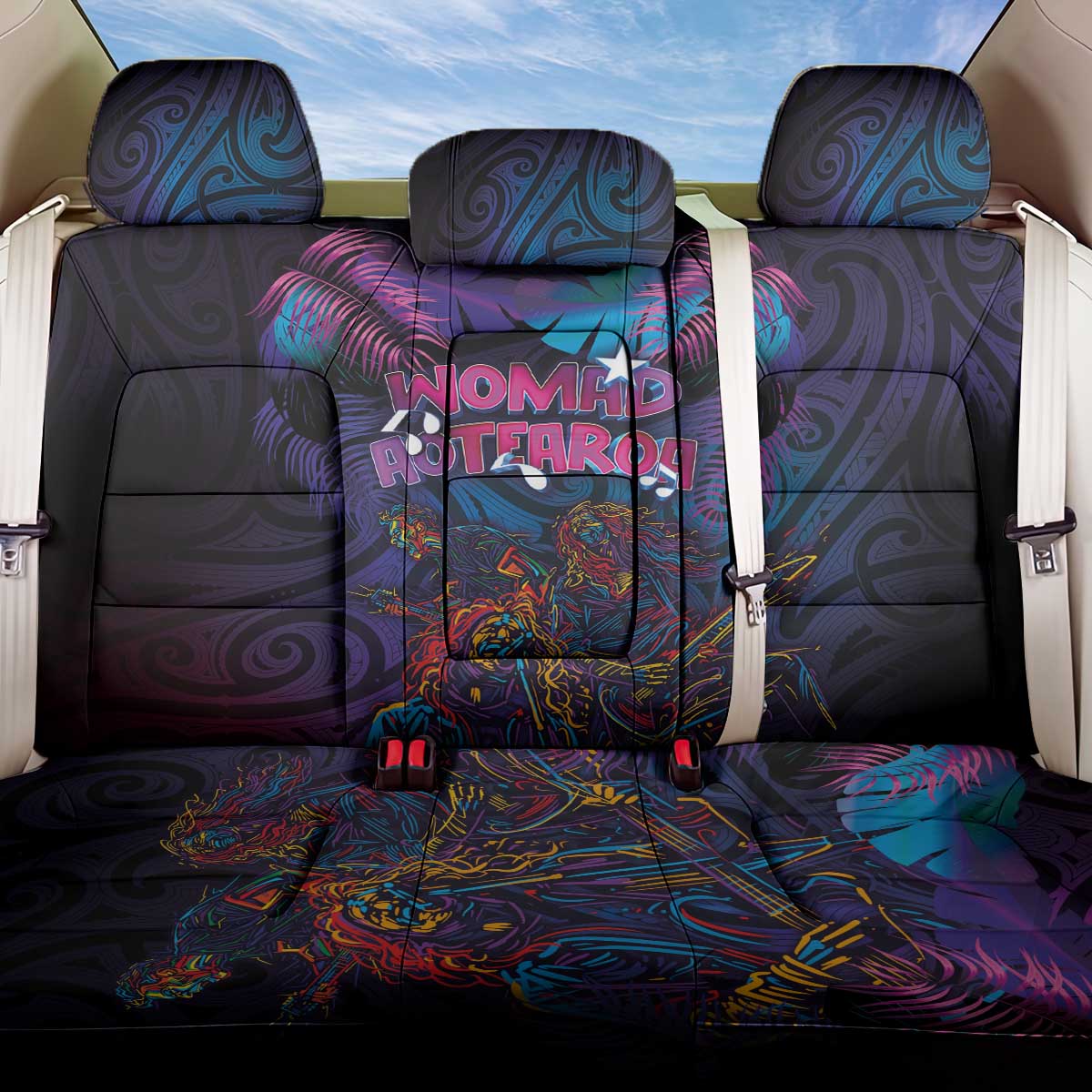 Aotearoa Arts Festival 2025 Back Car Seat Cover Maori Performing Art and Music - Rhythmic Vibes LT03 One Size Black - Polynesian Pride
