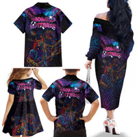 Aotearoa Arts Festival 2025 Family Matching Off The Shoulder Long Sleeve Dress and Hawaiian Shirt Maori Performing Art and Music - Rhythmic Vibes LT03 - Polynesian Pride