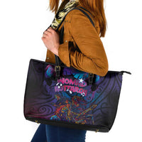 Aotearoa Arts Festival 2025 Leather Tote Bag Maori Performing Art and Music - Rhythmic Vibes LT03 Black - Polynesian Pride