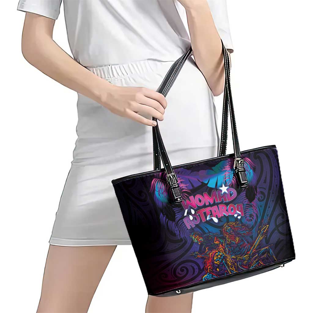 Aotearoa Arts Festival 2025 Leather Tote Bag Maori Performing Art and Music - Rhythmic Vibes LT03 - Polynesian Pride