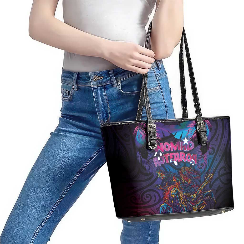 Aotearoa Arts Festival 2025 Leather Tote Bag Maori Performing Art and Music - Rhythmic Vibes LT03 - Polynesian Pride