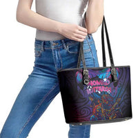 Aotearoa Arts Festival 2025 Leather Tote Bag Maori Performing Art and Music - Rhythmic Vibes LT03 - Polynesian Pride
