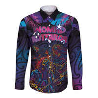 Aotearoa Arts Festival 2025 Long Sleeve Button Shirt Maori Performing Art and Music - Rhythmic Vibes LT03 Unisex Black - Polynesian Pride
