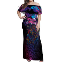 Aotearoa Arts Festival 2025 Off Shoulder Maxi Dress Maori Performing Art and Music - Rhythmic Vibes LT03 Women Black - Polynesian Pride