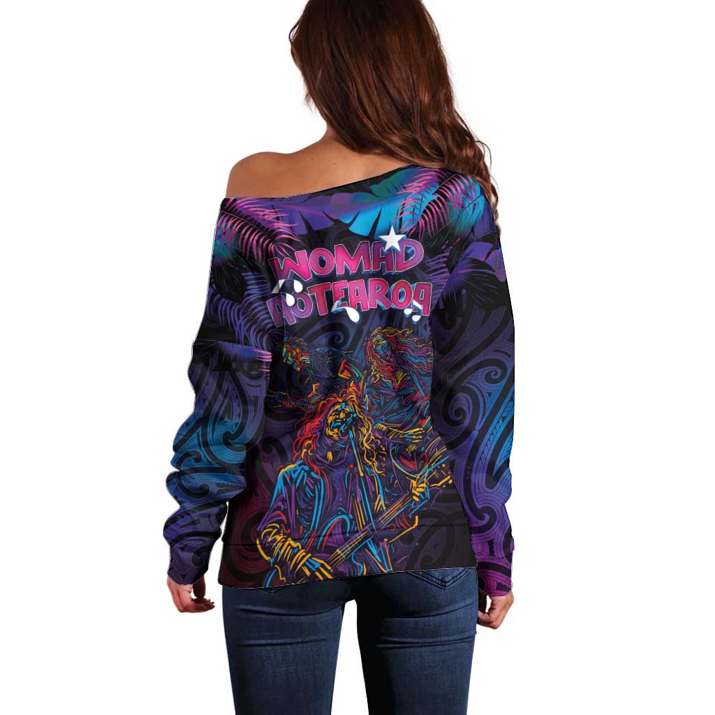 Aotearoa Arts Festival 2025 Off Shoulder Sweater Maori Performing Art and Music - Rhythmic Vibes LT03 - Polynesian Pride