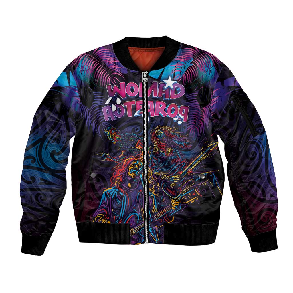 Aotearoa Arts Festival 2025 Sleeve Zip Bomber Jacket Maori Performing Art and Music - Rhythmic Vibes LT03 Unisex Black - Polynesian Pride