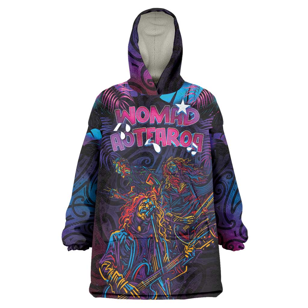 Aotearoa Arts Festival 2025 Wearable Blanket Hoodie Maori Performing Art and Music - Rhythmic Vibes LT03 One Size Black - Polynesian Pride