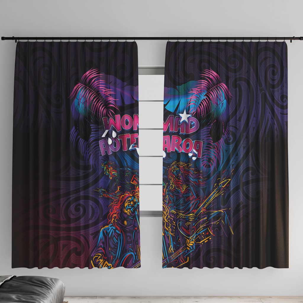 Aotearoa Arts Festival 2025 Window Curtain Maori Performing Art and Music - Rhythmic Vibes LT03 With Hooks Black - Polynesian Pride