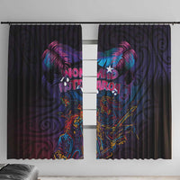 Aotearoa Arts Festival 2025 Window Curtain Maori Performing Art and Music - Rhythmic Vibes LT03 With Hooks Black - Polynesian Pride