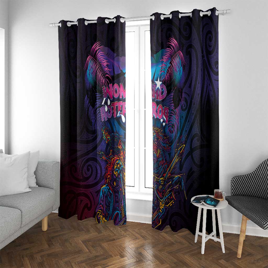 Aotearoa Arts Festival 2025 Window Curtain Maori Performing Art and Music - Rhythmic Vibes LT03 With Grommets Black - Polynesian Pride