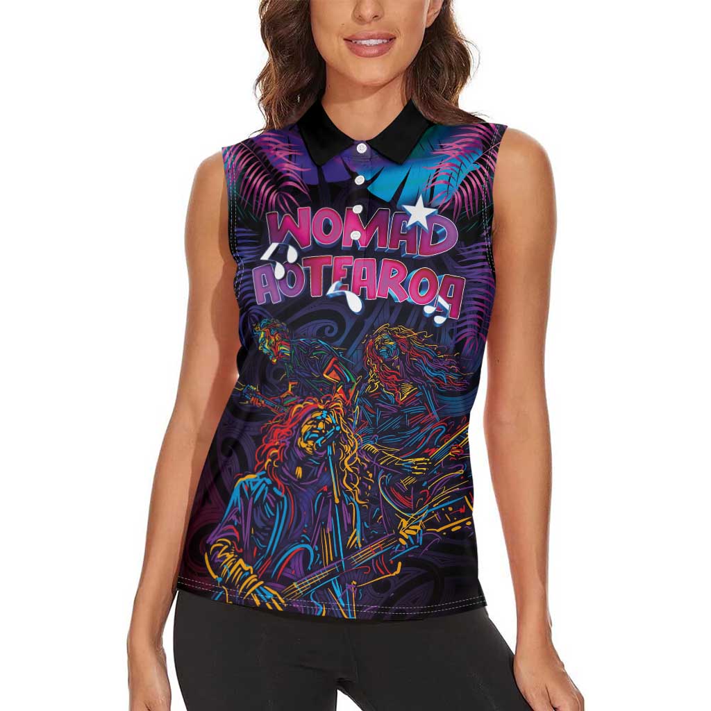 Aotearoa Arts Festival 2025 Women Sleeveless Polo Shirt Maori Performing Art and Music - Rhythmic Vibes LT03 - Polynesian Pride
