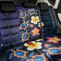 Hawaiian Turtles and Plumeria Back Car Seat Cover Polynesian Art Tribal Tattoo Dark Aqua Color LT03 - Polynesian Pride
