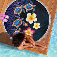 Hawaiian Turtles and Plumeria Beach Blanket Polynesian Art Tribal Tattoo Dark Aqua Color LT03 - Polynesian Pride