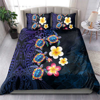 Hawaiian Turtles and Plumeria Bedding Set Polynesian Art Tribal Tattoo Dark Aqua Color LT03 - Polynesian Pride