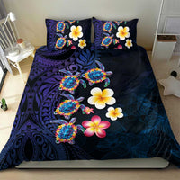Hawaiian Turtles and Plumeria Bedding Set Polynesian Art Tribal Tattoo Dark Aqua Color LT03 - Polynesian Pride