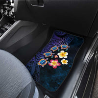 Hawaiian Turtles and Plumeria Car Mats Polynesian Art Tribal Tattoo Dark Aqua Color LT03 - Polynesian Pride