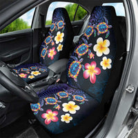 Hawaiian Turtles and Plumeria Car Seat Cover Polynesian Art Tribal Tattoo Dark Aqua Color LT03 - Polynesian Pride