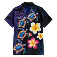 Hawaiian Turtles and Plumeria Family Matching Puletasi and Hawaiian Shirt Polynesian Art Tribal Tattoo Dark Aqua Color LT03 - Polynesian Pride