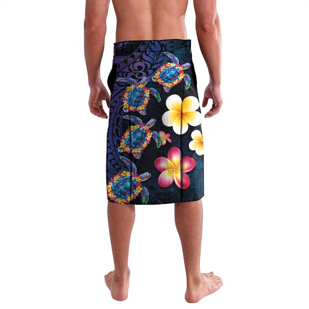 Hawaiian Turtles and Plumeria Lavalava Polynesian Art Tribal Tattoo Dark Aqua Color LT03 - Polynesian Pride