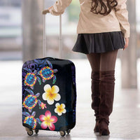 Hawaiian Turtles and Plumeria Luggage Cover Polynesian Art Tribal Tattoo Dark Aqua Color LT03 - Polynesian Pride