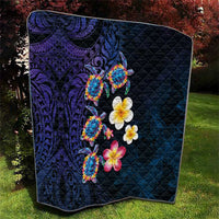 Hawaiian Turtles and Plumeria Quilt Polynesian Art Tribal Tattoo Dark Aqua Color LT03 - Polynesian Pride