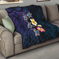 Hawaiian Turtles and Plumeria Quilt Polynesian Art Tribal Tattoo Dark Aqua Color LT03 - Polynesian Pride