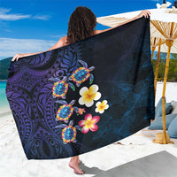 Hawaiian Turtles and Plumeria Sarong Polynesian Art Tribal Tattoo Dark Aqua Color LT03 One Size 44 x 66 inches Blue - Polynesian Pride