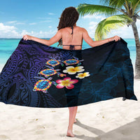 Hawaiian Turtles and Plumeria Sarong Polynesian Art Tribal Tattoo Dark Aqua Color LT03 - Polynesian Pride
