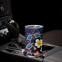 Hawaiian Turtles and Plumeria Tumbler Cup Polynesian Art Tribal Tattoo Dark Aqua Color LT03 - Polynesian Pride