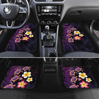 Hawaiian Turtles and Plumeria Car Mats Polynesian Art Tribal Tattoo Deep Violet Color LT03 Set 4pcs Purple - Polynesian Pride