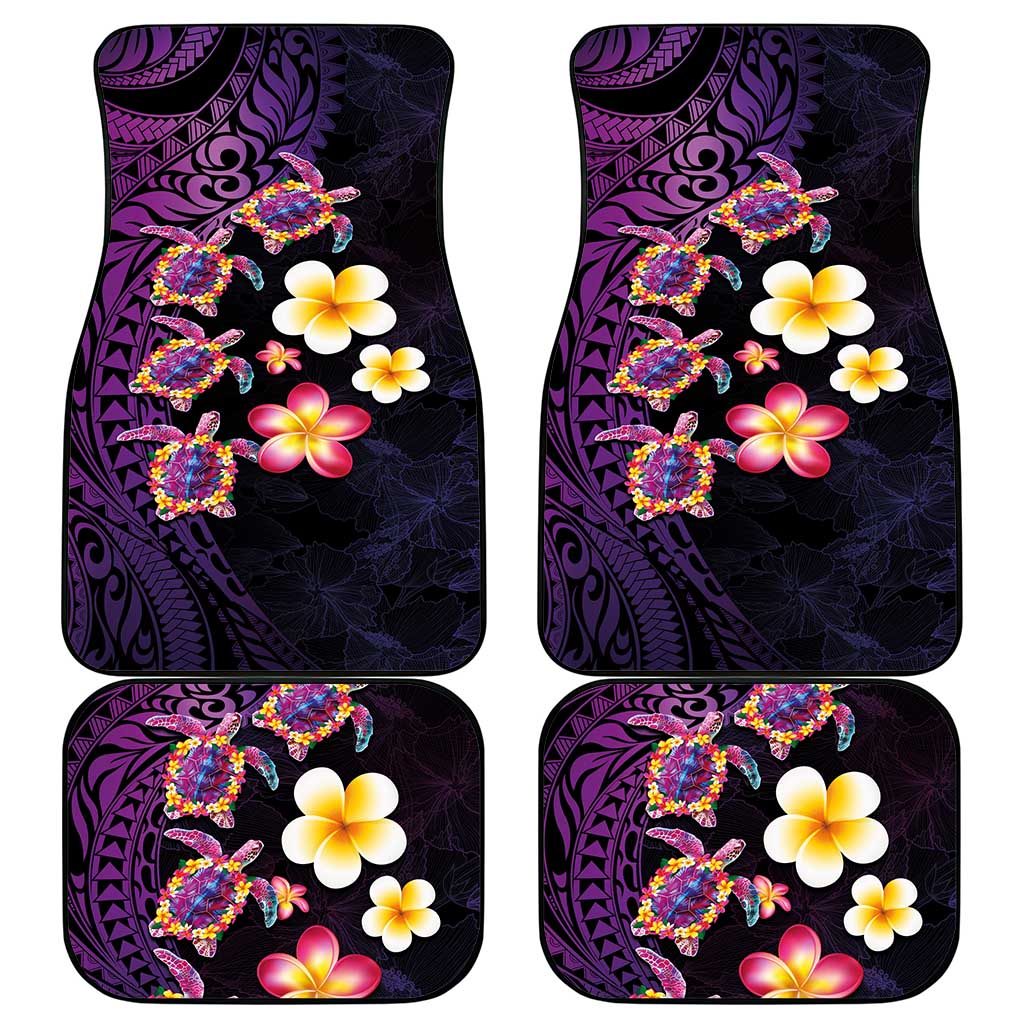 Hawaiian Turtles and Plumeria Car Mats Polynesian Art Tribal Tattoo Deep Violet Color LT03 - Polynesian Pride