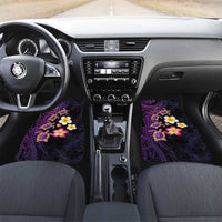 Hawaiian Turtles and Plumeria Car Mats Polynesian Art Tribal Tattoo Deep Violet Color LT03 Set 2pcs - Front Purple - Polynesian Pride