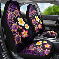 Hawaiian Turtles and Plumeria Car Seat Cover Polynesian Art Tribal Tattoo Deep Violet Color LT03 - Polynesian Pride